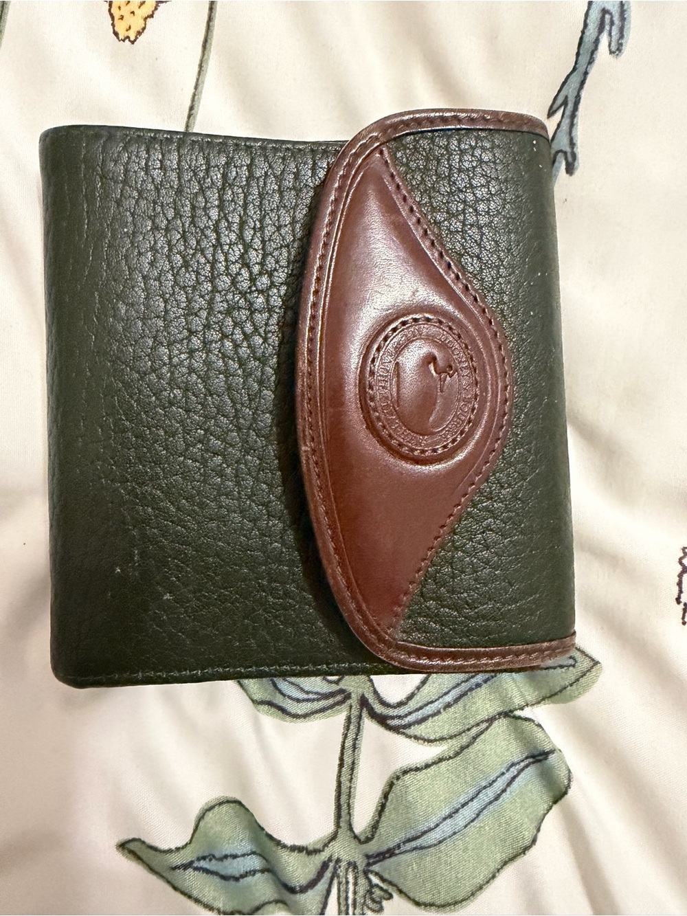 Dooney & Bourke Dark Green Wallet with Brown Trim
